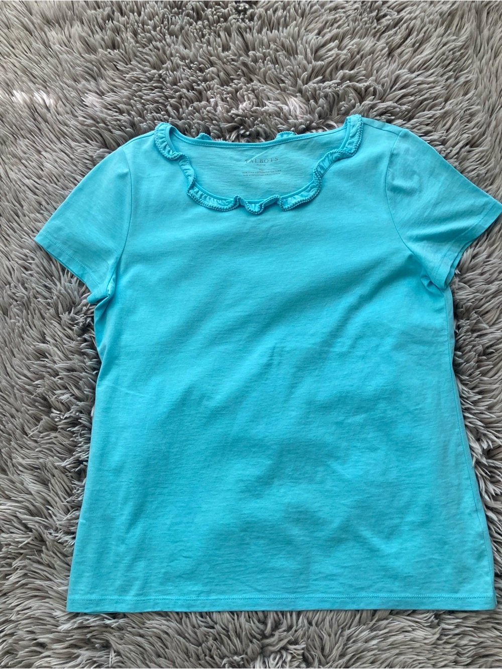 Talbots MP-PIMA-Cascade Crewneck Short Sleeve Tee in Aqua - Picture 2 of 8